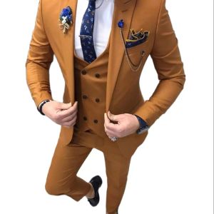 Suits Colorful Burgundy Costume Homme Men Suits Wedding Tuxedos for Groom Slim Fit Blazer Terno Masculino 3 Pieces Jacket Pant Vest