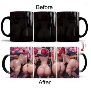 Muggar Creative Sexy Change Color Chang Mug 350 ml Ceramic Heat avslöjar kaffekopp Breakfast Ass Friends Gift