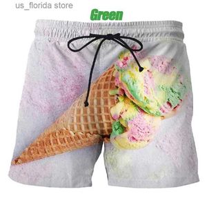 Mäns shorts 3D utskrift Ice Graphic Funny Beach Shorts för män COUL COOL BOARD SHORTS HOMBRE MENS SWIMKS SWIMWEAR Y240320