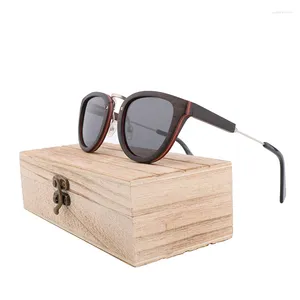 Sonnenbrille Mode Ebenholz Holz Polarisierte Frauen Gläser Handgemachte Holzrahmen Männer Fahren Brillen Shades Gafas Designer Retro