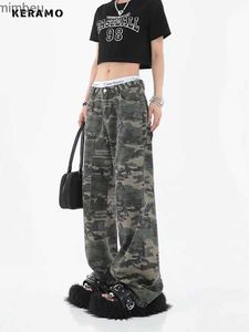 Kvinnors jeans 2023 Kvinnor Fashion Camouflage Jeans Loose High midje Cargo Pants Straight Jeans Baggy Pants Casual Denim Trousers Feamle Y2KC24318