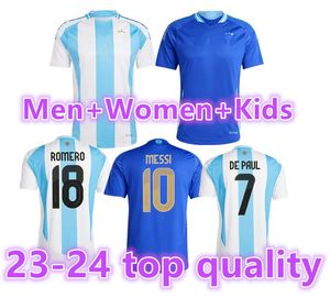 Spelarfans version 2024 Argentina Messis Soccer Jerseys 24 25 Dybala di Maria Martinez de Paul Maradona Fernandez Sports Football Shirt Men Women Kids Socks Kit8899