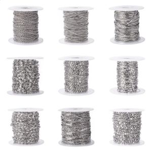 20m/roll Stainless Steel Necklace Chain for DIY Jewelry Making Rolo Cable Link Curb Chains Handmade Bracelet Anklet Accessories 240315