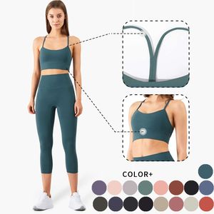 Lu justera anpassa Lu Lemon Halter Wisruning Slank Yoga Tank Tops Fiess Kvinna Push Up Sports Bh Women Gym outfit Workout Vest Sportswear