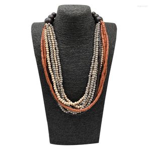 Anhänger Halsketten 2024 Handgemachte Boho Holz Halskette Bib Bead Choker Vintage Schmuck Mehrfarbige Party Frauen