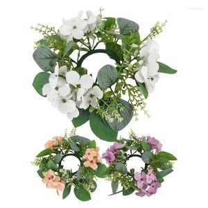 装飾的な花キャンドルリングリース10インチの小さな花輪柱ホルダーフェイクキッチンキャビネットデュラブレ装飾用品製品