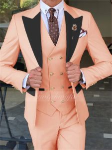 Anzüge Gwenhwyfar 2023 Hot Sale Single Breastted Gromen Peach/Lavendel Bräutigam Smoking Black Peak Lapel Men Suits Hochzeit Best Man Blazer