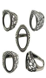 Beadsnice Таиланд Серебряные кольца DIY Установка кольца Античный стиль Филигранная основа для кольца для овальных камней Кольца из стерлингового серебра целиком 1620175