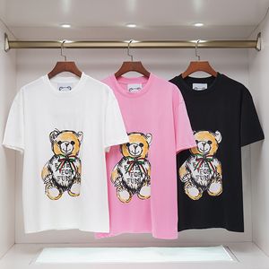 Cartoon Bear T-shirt for Men Woman Summer Tees Unisex Short Sleeve Pure Cotton Popular Pattern Tshirts with Double Styles