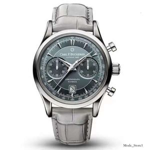 Carl F. Bucherer Watch Marley Dragon Flyback Chronograph Grey Blue Diar Top Skórzowy pasek kwarcowy zegarek dla mężczyzn 605