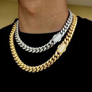 12mm Hip Hop Jóias de Aço Inoxidável Homme Cadena Luxo Miami Cuban Link Chain Homens Rapper Rock Colar 240313