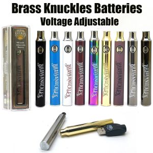 Brass Knuckles Battery 650mah 900mAh Vape Preheat Variable Voltage Batteries For 510 Thick Oil Cartridge Tank 9 Colors E Cigs Pen VS cookies Vertex display Battery