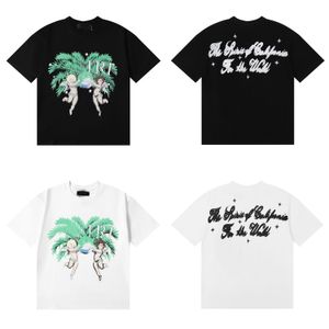 Män kvinnors t -shirt med bokstäver Tryck på korta ärmar med sommartröjor Airbrush Little Angel Coconut Tree