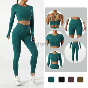 Kvinnors träningsdräkter Sömlösa Set Gym Clothes Sportkläder Fitness Difter Women Tracksuits Crop Top Gym Leggings/Shorts 24318