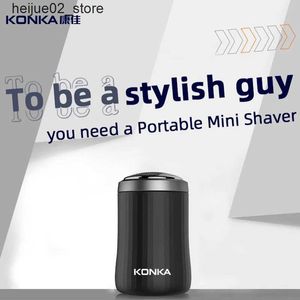 Electric Shavers KONKA Portable Mini Electric Razor Beard Trimming Razor Wet Dry Use Adhesive Tape C Charging Razor Q240318