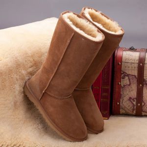 Stiefel 100% natürliche Pelz Winterstiefel Klassische Frauen Schneestiefel echte Schaffellleder weibliche lange Stiefel warme Wolle hohe Schuhe