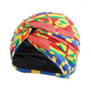 Etnik Giyim Afrikalı Baskı Müslüman Kadınlar Hicab Twist Knot Kemo Kapağı Strech Bonnet Arap Saç Dışı Şapka Headwrap Scarf Türban Beanies