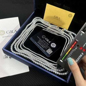 Hip-Hop Jewelry GRA Certificate S925 3MM 4MM 5MM 6.5MM VVS D Color Diamond Moissanite Tennis Chain Necklace