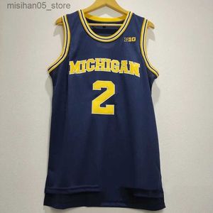 Maglie Maglia da basket da uomo oversize a 2 piscine Michigan ricamato sportivo traspirante da strada abbigliamento sportivo hip-hop Q240318