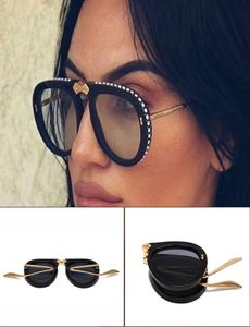 Jackjad New Fashion pieghevole portatile stile pilota occhiali da sole donna decorazione diamante piega design del marchio occhiali da sole Oculos De Sol C3453707