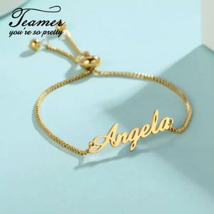 Teamer Custom Name Bracelets Women Adjustable Customized Personalized Stainless Steel Jewelry Fashion Halloween Christmas Gifts 240315