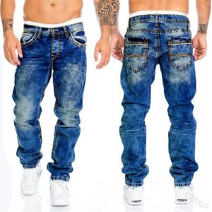 Mens Jeans Brands Straight Stretch Slim Jean Homme Pantalones Hombre Casual Pants Denim Trousers Baggy Black Blue 240315