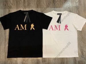 Tik Tok Influencer Mesmo Designer Marca Pure Cotton 2024 Summer Letter Co Branded Mens e Womens Fashion T-shirt Branco Preto Solto Manga Curta Tee