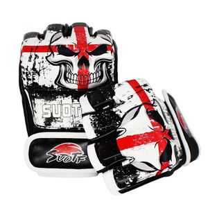 Skyddsutrustning Suotf MMA Skull Boxing Fighting Training Half Finger Training Taekwondo Glove Wear Resistant Tiger Muay Thai Glove Box Sanda MMA YQ240318