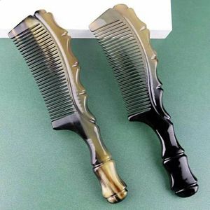 Handgjorda 100% Ox Horn Anti-Static Long Detangling Styling Hair Comb for Women Men 240314