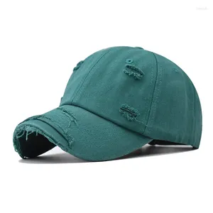 Ball Caps Distressed Cotton Baseball Cap Unisex Style Solid Color Ripped Für Frauen Männer Teenager Y2K Hüte