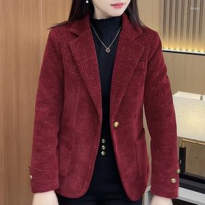 Women's Suits Vintage Small Fragrant Style Short Woolen Blazer Coats French Commuting Loose Single Breasted Suit Collar