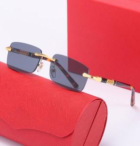 Luxury Fashion Men Police Solglasögon Designer Glasögon Leopard Head Composite Metal Rimless Optical Frame Sunshade Rectangle Square9743995