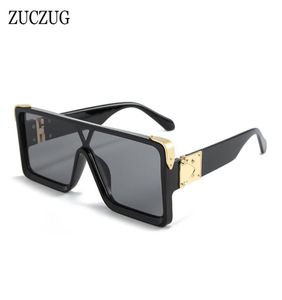 Zuczug ny trend överdimensionerade siamesiska solglasögon män fyrkantiga enstaka solglasögon manliga rosa blå gröna linsglasögon UV4004953488