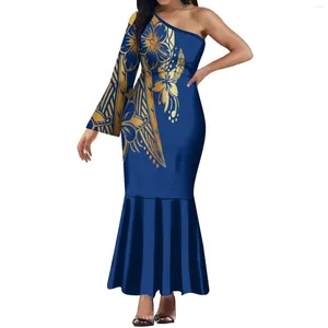 Party Dresses 2024 Fashion Fishtail Dress Polynesian Art Anpassning Kvinnors långärmad en axel sommar elegant