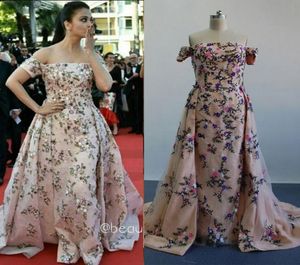 Myriam Fares Aishwarya Rai Celebrity Dresses Cannes Film Festival 2016リアル画像刺繍ビーズイブニングドレス