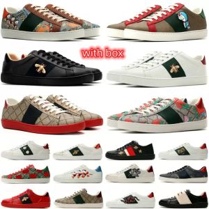 Shoes Luxury Designers Casual Shoes Tennis ACE Sneakers Casual Dress Men Women Lace Up Classic White Leather Pattern Bottom Cat Tiger Print Sports Lover Trainers