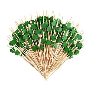 Forks 100pcs Fruit Fork Toothpick Four-leaf Clover Wooden Decoration Lunch Box Bento Picks Cocktail Stirrers Dessert Accessories