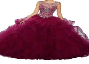 Quinceanera Dresses Heartshaped Collar Skirt Lotus Leaf Rapped Elastic Net Tail Back Tie Round Collar Net Design Cheap45331107854856