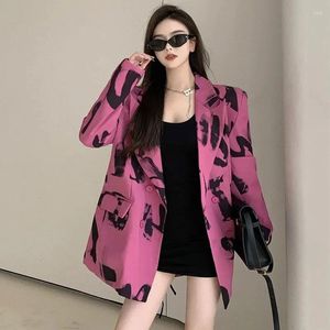 Women's Suits Streetstyle Suit Coat For Women Spring Autumn 2024 High-end Casual Fashion Letter Printed Blazer Jacket Korean Loose Outwear