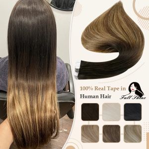 Extensões de cabelo fita brilho completo extensões de cabelo humano cinza loira ombre 20 pçs 50g sem costura trama da pele do cabelo real remy cabelo humano