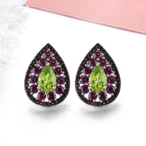 Stud Earrings HT2024 Fine Jewelry Solid 925 Sterling Silver Natural Green Olivine Peridot Gemstones For Women Presents