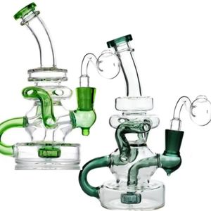 7.8inchs Recycler Oil Rigs Glass Water Bongs Hookahs Smoke Water Pipes Thick glass Bong With 14mm Joint