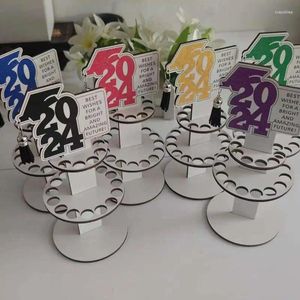 Storage Bags Money Holder Graduation 25 Holes Table Stand Decoration Wooden Party Unique