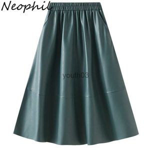 Kjolar skorts neophil sarong latex kvinnor vinter kjolar med fickor retro 2023 solid svart pu faux läder lapptäcke a-line midi kjol s220707 240319