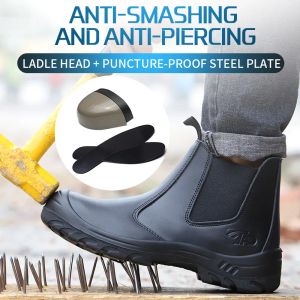 Tillbehör Safetoe Safety Shoes With Steel Toe Cap, Light Weight Arbetssäkerhetsstövlar med vattentätt läder för män och kvinnor Botas Hombre