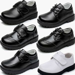 HBP Não-Marca de Alta Qualidade Flat Childrens Dress Shoes Crianças Couro Preto Formal Estudante Sapatos Escolares Para Meninos e Meninas