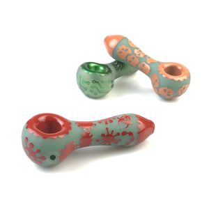 4 Inch Colorful Glass Pipe Thick Pyrex Glass Big Bowl Red Green Orange Colored Smoking Bubbler Hand Pipes