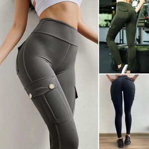 Pantaloni da donna Pantaloni da yoga senza cuciture con tasca Leggings sportivi per sollevamento fianchi da palestra Palestra a vita alta Fitness attillati elastici slim da lavoro push up