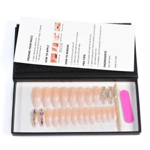 Kits Fake Nails Pressione as unhas FRANCE Medium Coffin Nails com Rhinestone Diamond Packaging With Box Presente de casamento Link grátis