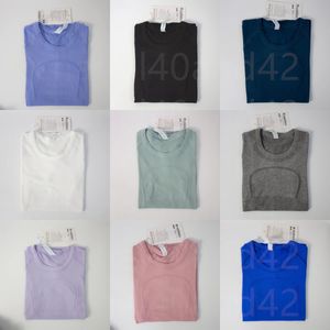 LUヨガショートスリーブ1.0服の女性フィットネスTシャツラウンドネックトップセクシークイックドライジムエクササ